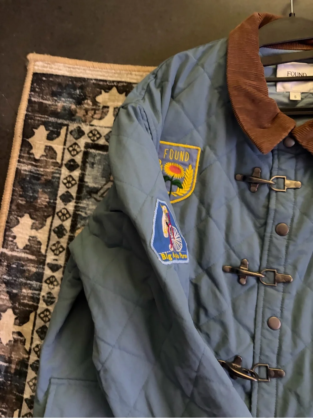 Men's FOUND Quilted Field Jacket with Corduroy Collar - Light Blue